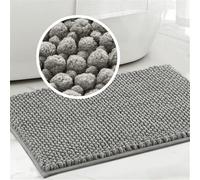 Tappeto Bagno Ciniglia Tappetino da Bagno Alta densità e Assorbente In Microfibra Shaggy Tappeto da Bagno Antiscivolo ad Asciugatura Rapida Lavabile (Grigio Chiaro,43 x 60 cm)