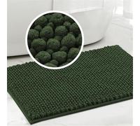 Tappeto Bagno Ciniglia Tappetino da Bagno Alta densità e Assorbente In Microfibra Shaggy Tappeto da Bagno Antiscivolo ad Asciugatura Rapida Lavabile (Verde Oliva,43 x 60 cm)