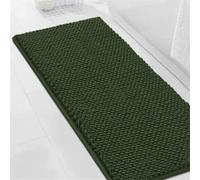 Tappeto Bagno Ciniglia Tappetino da Bagno Alta densità e Assorbente In Microfibra Shaggy Tappeto da Bagno Antiscivolo ad Asciugatura Rapida Lavabile (Verde Oliva,120 x 50 cm)