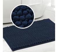 Tappeto Bagno Ciniglia Tappetino da Bagno Alta densità e Assorbente In Microfibra Shaggy Tappeto da Bagno Antiscivolo ad Asciugatura Rapida Lavabile (Navy,43 x 60 cm)