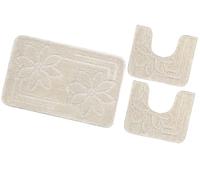 Tappeto Bagno Fiori Parure Set 3 Pezzi Morbido Assorbente Antiscivolo Lavabile