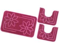 Tappeto Bagno Fiori Parure Set 3 Pezzi Morbido Assorbente Antiscivolo Lavabile