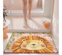 Tappeto Bagno Foglie Verde Leone Tappetino Bagno Poliestere Asciugatura Rapida Tappetino Doccia Assorbente Tappeto Doccia Antiscivolo Tappeti Moderni Lavabile Zerbino Ingresso 40x60cm