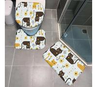 Tappeto Bagno Giallo Grigio Scuro Tappeti Bagno 3 Pezzi Tappetino Antiscivolo Morbido Tappeto Doccia Zerbino Ingresso Interno Lavabile Assorbente Tappetto 45x75cm