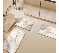 Tappeto Bagno Marmo Beige Dorato Tappeti Bagno 3 Pezzi Asciugatura Rapida Diatomite Facile da Pulire Doccia Antiscivolo Assorbente Set Tappeti 3 Pezzi