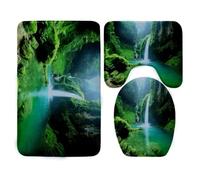 Tappeto Bagno Modello Cascata Tappeti Bagno 3 Pezzi Tappetino Antiscivolo Morbido Tappeto Doccia Zerbino Ingresso Interno Lavabile Assorbente Tappetto 45x75cm