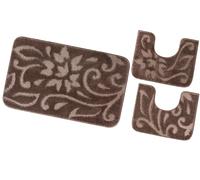 Tappeto Bagno Parure Set 3 Pezzi Elegante Morbido Assorbe Antiscivolo Lavabile