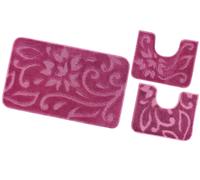 Tappeto Bagno Parure Set 3 Pezzi Elegante Morbido Assorbe Antiscivolo Lavabile