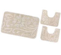 Tappeto Bagno Parure Set 3 Pezzi Elegante Morbido Assorbe Antiscivolo Lavabile