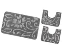 Tappeto Bagno Parure Set 3 Pezzi Elegante Morbido Assorbe Antiscivolo Lavabile
