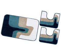 Tappeto Bagno Parure Set 3 Pezzi Morbido Shaggy Assorbente Antiscivolo Lavabile