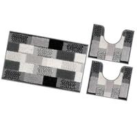 Tappeto bagno parure set 3 pezzi morbido soffice assorbente antiscivolo lavabile