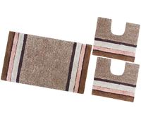 Tappeto Bagno Set 3 Pezzi 100% Cotone Parure Morbido Antiscivolo Colori Vivaci