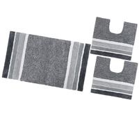 emmevi Tappeto Bagno Parure Puro Cotone Antiscivolo Morbido Colori Vivaci mod.MERIDA SET 3 PEZZI GRIGIO (G)