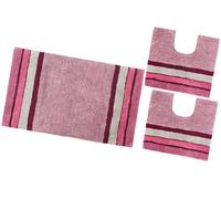 Tappeto Bagno Set 3 Pezzi 100% Cotone Parure Morbido Antiscivolo Colori Vivaci