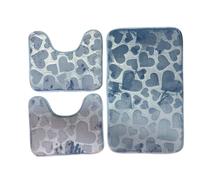 Tappeto Bagno Set 3 pezzi Antiscivolo Memory Cuori Morbido Confortevole Qualità