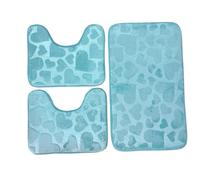 Tappeto Bagno Set 3 pezzi Antiscivolo Memory Cuori Morbido Confortevole Qualità