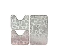 Tappeto Bagno Set 3 pezzi Antiscivolo Memory Cuori Morbido Confortevole Qualità