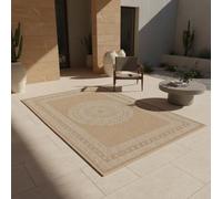 Tappeto Balcone Aspetto Consumato Design Vintage Resistente alle intemperie Lavabile Durevole Resistente Beige 120x170 cm Cucina Balcone Terrazza OEKO-TEX Adatto al riscaldamento a pavimento