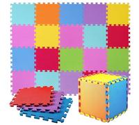 Tappeto Bambini 20 Pezzi Colorati Tappetini Puzzle Gioco Gomma Schiuma Eva Certificato CE