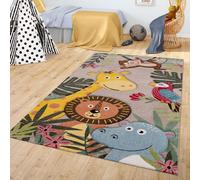 Tappeto Bambini Chicco Tappeto Stanza Bambini Moderno Motivo Con Animale Giungla, Colore:Verde Beige Marrone, Dimensione:160x230 cm
