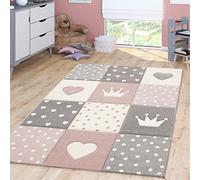 Tappeto Bambini Chicco Tappeto Stanza Bambini Pastello 3D Polkadot Cuore, Colore:Rosa, Dimensione:Ø 120 cm Tondo