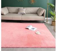 Tappeto bianco tessuto a mano, grande, in cotone, per soggiorno, cucina, camera da letto, corridoio, a pelo corto, morbido e lavabile in lavatrice, rosa, 60 x 110 cm