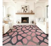 Tappeto Blocchi di colore di astrazione della texture Antiscivolo Lavabile Pelo Corto Pelo Corto, Morbido, per Salotto, Camera da Letto rosa Design Moderno e Elegante 60x110