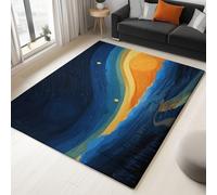 Tappeto blu per soggiorno, 60 x 90 cm, antiscivolo, a pelo corto, in lana sintetica per camera da letto, morbido, lavabile, spaziale, universo, notte stellata, per sala da pranzo, cucina, ufficio