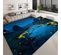 Tappeto Blu Scuro lavabile in lavatrice, Arte Fiume Animale Lucciola Antiscivolo Non perde pelucchi Tappeto per interni per soggiorno camera da letto 120 x 170 cm
