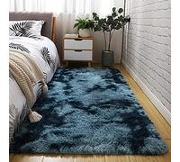 Tappeto blu scuro sfumato, spesso, antiscivolo, per soggiorno e bagno, morbido, 120 x 170 cm, design elegante in tinta unita, perfetto come decorazione per la casa