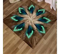 Tappeto,blu scuro, verde acqua, motivo moderno, nero, grigio, marrone, 110 x 110 cm, Area Rug Living Room, Bedroom, Farmhouse Fireplace, Lounge Rugs for Wooden Floors,