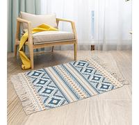 Tappeto Boho Area per soggiorno, piccolo tappeto in cotone intrecciato con nappe, 5 x 7 cm, stile vintage bohémien, lavabile, per cucina, bagno, camera da letto, lavanderia, ingresso interno
