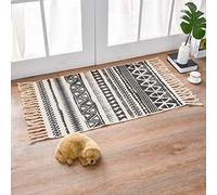 Tappeto Boho Area per soggiorno, piccolo tappeto in cotone intrecciato con nappe, 5 x 7 cm, stile vintage bohémien, lavabile, per cucina, bagno, camera da letto, lavanderia, ingresso interno