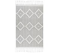 Tappeto Boho Grigio e Bianco 140 x 200 cm Tessuto a mano Stile Indiano Tabiat