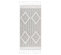 Tappeto Boho Grigio e Bianco 80 x 150 cm Tessuto a mano Stile Indiano Tabiat