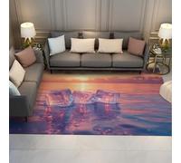Tappeto Boho moderno Alba in mare Cubetti di ghiaccio traslucidi Modello lavabile sotto i tappeti da tavolo Accogliente per camera da letto Indoor Non Silp Pink 120x200cm