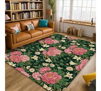 Tappeto botanico vintage con foglie di crisantemo verde primaverile antiscivolo estetico rettangolare tappeto per il pavimento della casa tappeto per soggiorno, camera da letto, corridoio, scrivania
