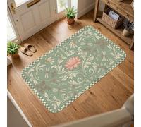 Tappeto botanico vintage con foglie e libellule primaverili verde menta antiscivolo per casa e interni, non perde pelo, per soggiorno, camera da letto, sotto il tavolo, decorazione per sala da pranzo