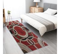 Tappeto Camera Cerchio geometrico astratto Gaming Divano Comodino Lavabile 80x200 cm Tappeto per Camera da letto Ragazzi Ragazza Adolescenti Flanella Antiscivolo Professionisti dell'arteRosso