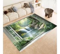 Tappeto Camera da Letto 100x150 cm Stampa Cascata Pietre Ruscello 3D Imitazione Cashmere Tappeto Antiscivolo Tappeti Cucina Adatto Per Soggiorno Sala da Tè Spazi Esterni di Tenute dii Campagna