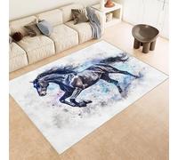 Tappeto Camera da Letto 100x150 cm Stampa Cavallo Corsa Creativo 3D Imitazione Cashmere Tappeto Antiscivolo Tappeti Cucina Adatto Per Soggiorno Sala da Tè Spazi Esterni di Tenute dii Campagna