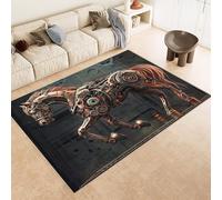 Tappeto Camera da Letto 100x150 cm Stampa Cavallo Meccanico Creativo 3D Imitazione Cashmere Tappeto Antiscivolo Tappeti Cucina Adatto Per Soggiorno Sala da Tè Spazi Esterni di Tenute dii Campagna