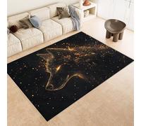 Tappeto Camera da Letto 100x150 cm Stampa Lupo Oro Luce Nero Animali 3D Imitazione Cashmere Tappeto Antiscivolo Tappeti Cucina Adatto Per Soggiorno Sala da Tè Spazi Esterni di Tenute dii Campagna