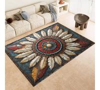 Tappeto Camera da Letto 100x150 cm Stampa Piume Gemme Pietre Arte 3D Imitazione Cashmere Tappeto Antiscivolo Tappeti Cucina Adatto Per Soggiorno Sala da Tè Spazi Esterni di Tenute dii Campagna