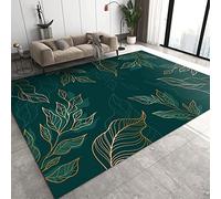 Tappeto Camera da Letto a Foglia Verde Scuro, Tappeti Design di Minimalista Nordico, Tappetino Antiscivolo - per Decor del Pavimento della Camera da Letto 140 x 200 cm