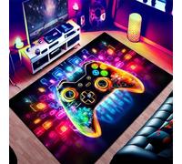 Tappeto Camera Da Letto Gaming Graffiti Ragazzo Bambini Tappeto Salotto Gamer Abbaglianti Stella Graffiti Neon Video Controller Di Gioco Lavabile Grande Antiscivolo Gioco Morbido (Blue,100x120cm)