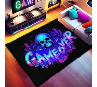 Tappeto Camera Da Letto Gaming Graffiti Ragazzo Bambini Tappeto Salotto Gamer Abbaglianti Stella Graffiti Neon Video Controller Di Gioco Lavabile Grande Antiscivolo Gioco Morbido (Grey,120x160cm)