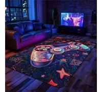 Tappeto Camera Da Letto Gaming Graffiti Ragazzo Bambini Tappeto Salotto Gamer Abbaglianti Stella Graffiti Neon Video Controller Di Gioco Lavabile Grande Antiscivolo Gioco Morbido (Pink,120x160cm)