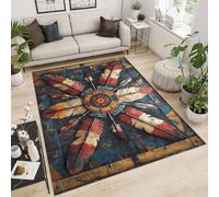 Tappeto Camera da Letto Imitazione Cashmere 60x120 cm Stampa Piume Gemme Pietre Arte 3D Motivi Squisiti Tappeto Cucina Antiscivolo Lavabile Adatto a Corridoi Ville Classiche Angoli Lettura